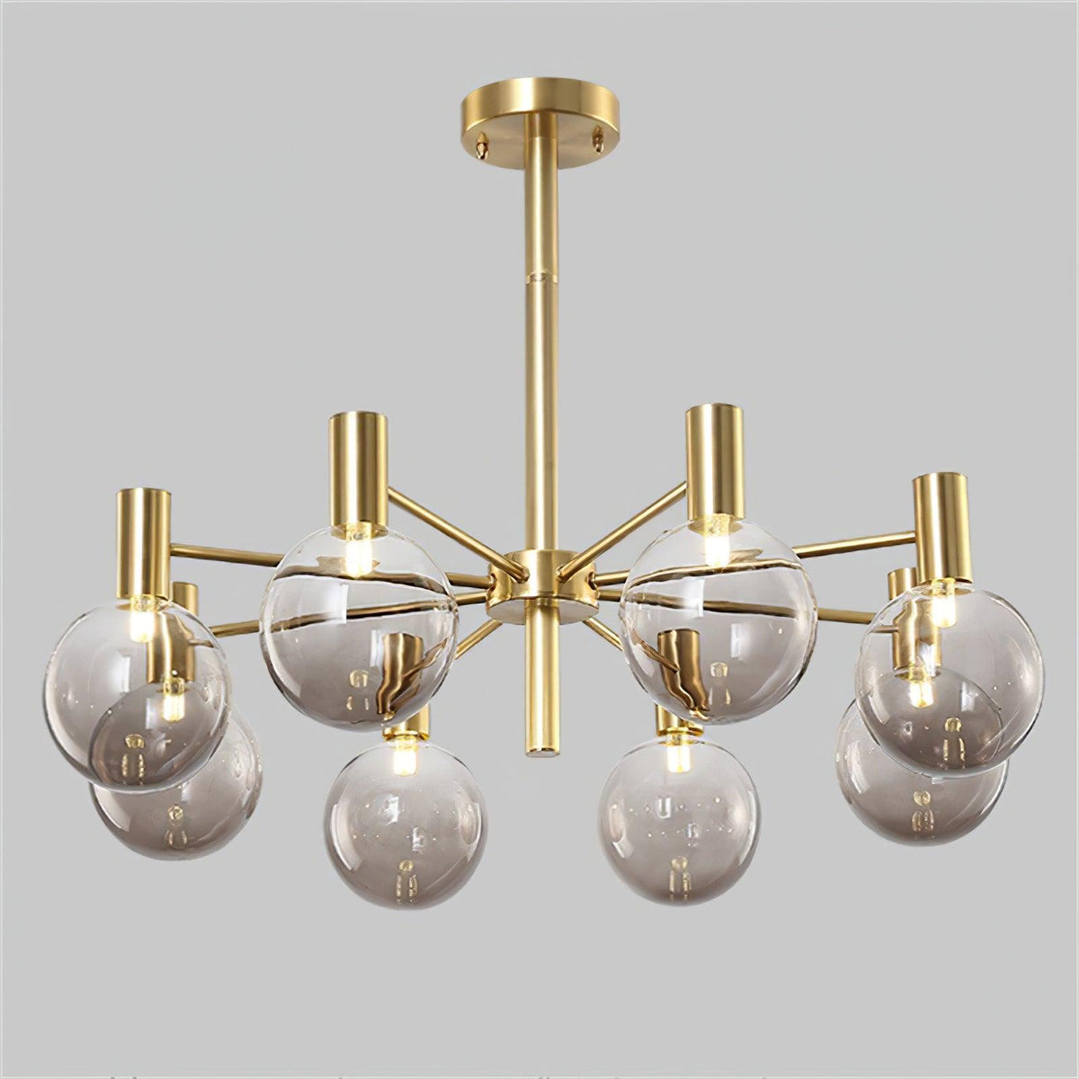 Lustra Chandelier Globe En Verre Cadre Doré Moderne - Neutralighting