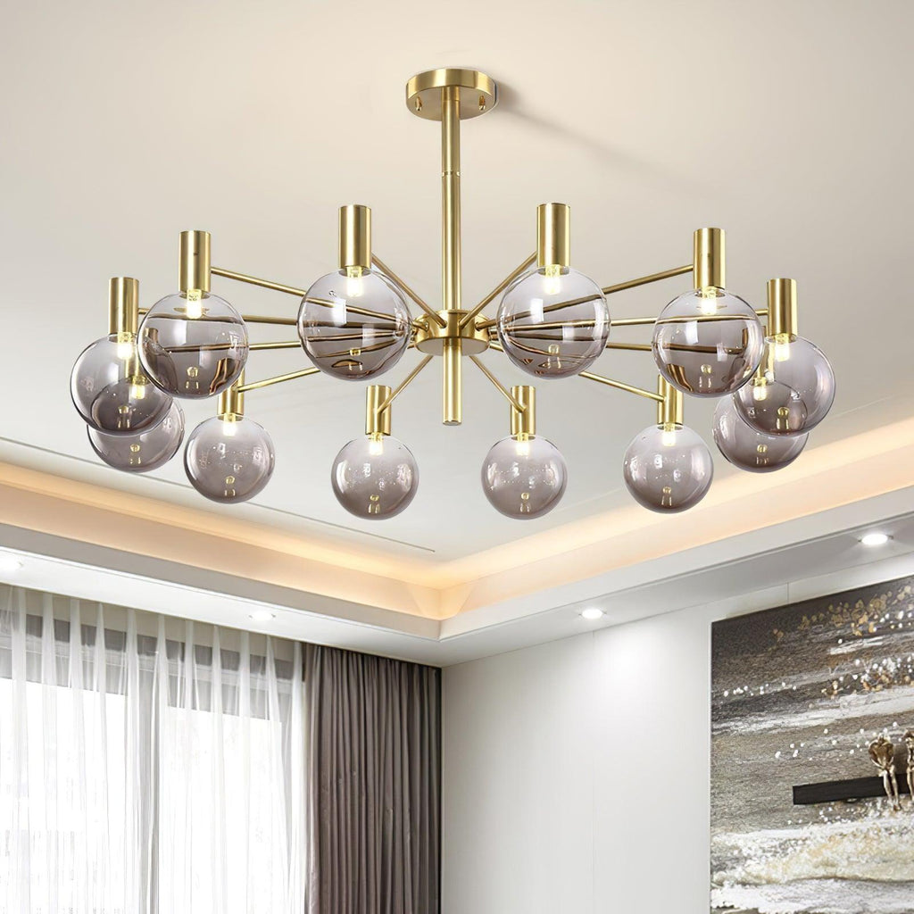 Lustra Chandelier Globe En Verre Cadre Doré Moderne - Neutralighting