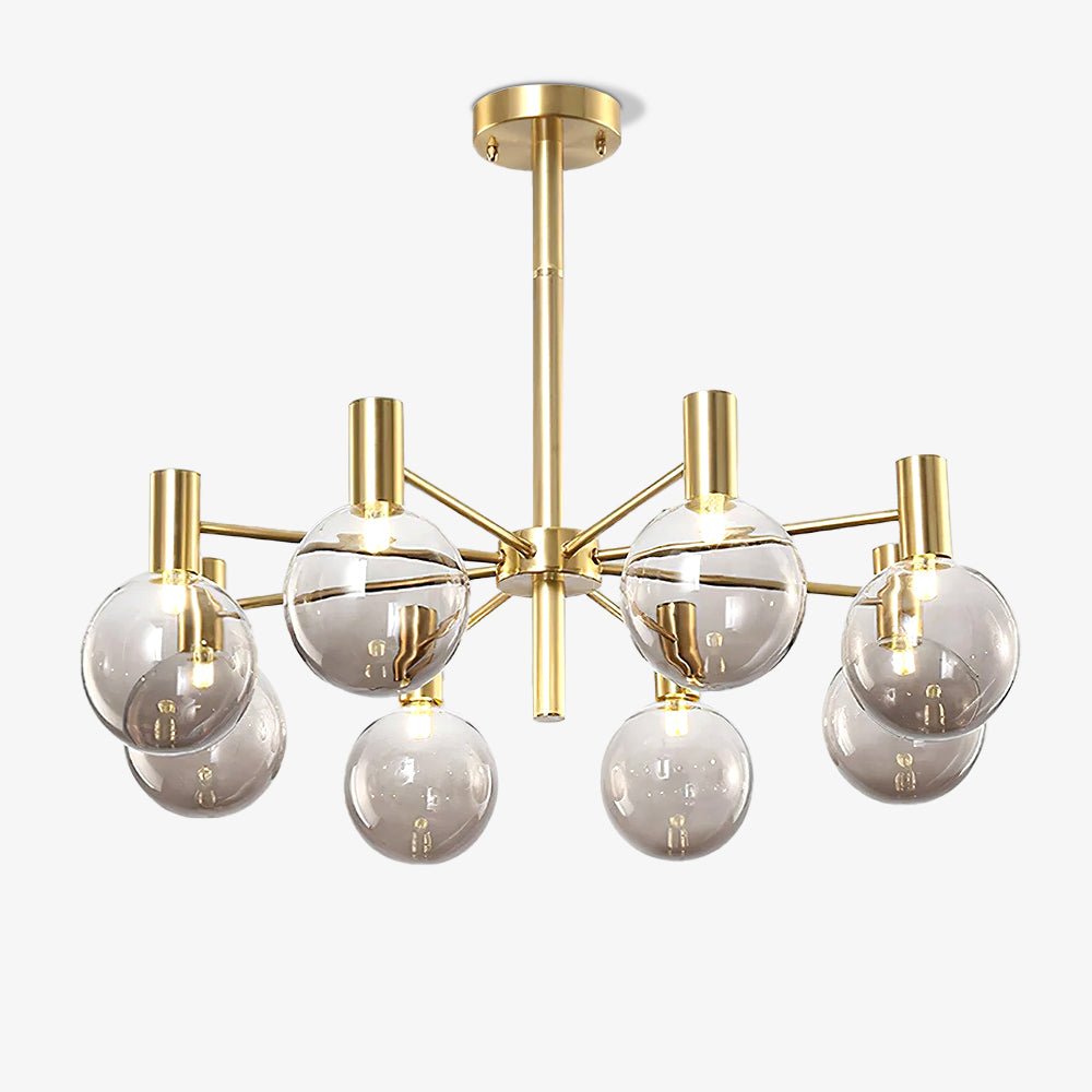 Lustra Chandelier Globe En Verre Cadre Doré Moderne - Neutralighting