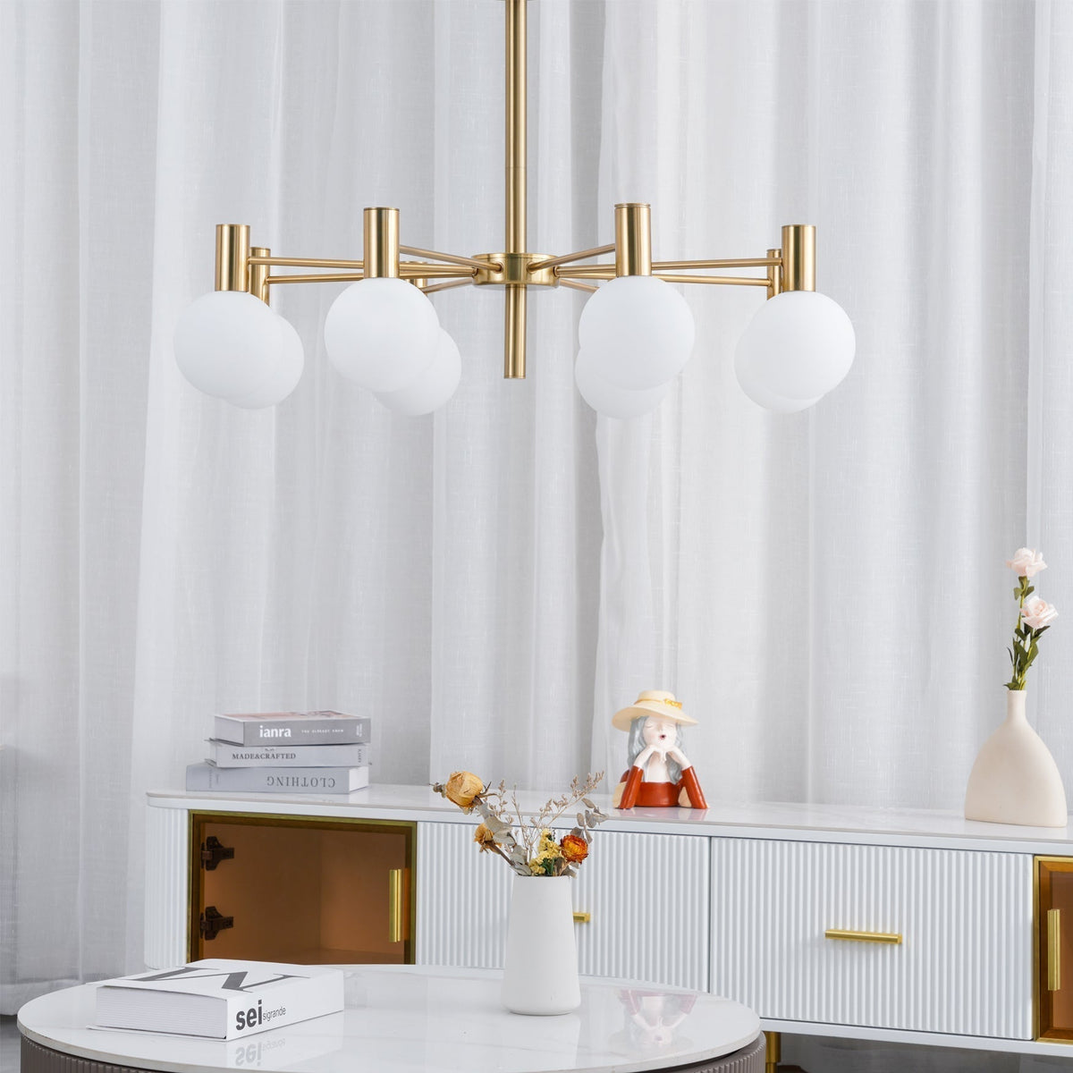 Lustra Chandelier Globe En Verre Cadre Doré Moderne - Neutralighting