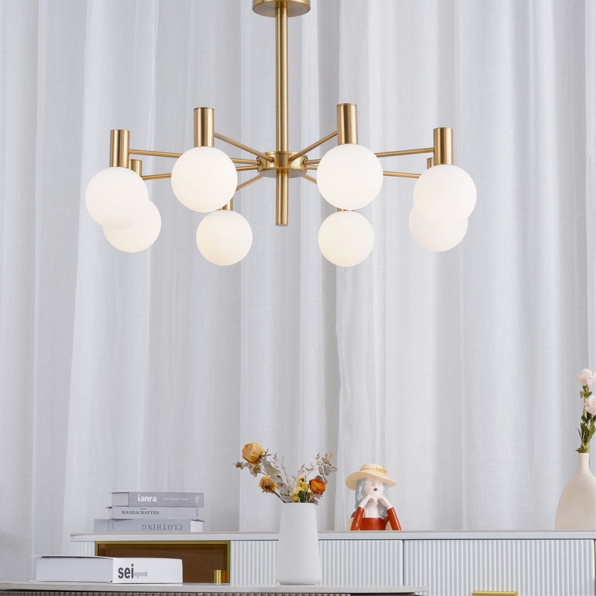 Lustra Chandelier Globe En Verre Cadre Doré Moderne - Neutralighting