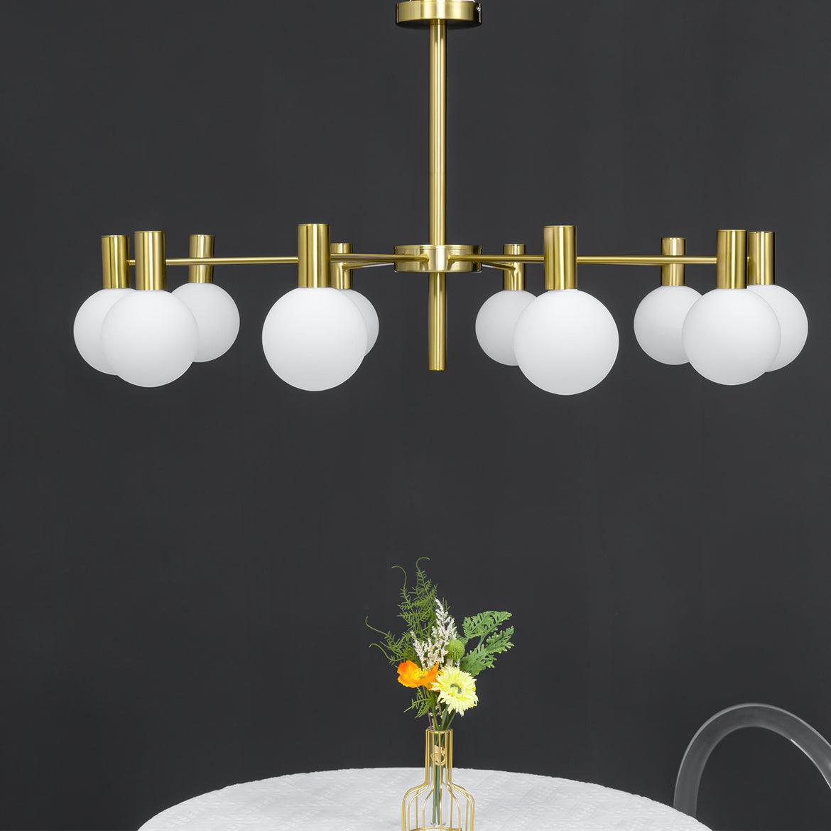 Lustra Chandelier Globe En Verre Cadre Doré Moderne - Neutralighting