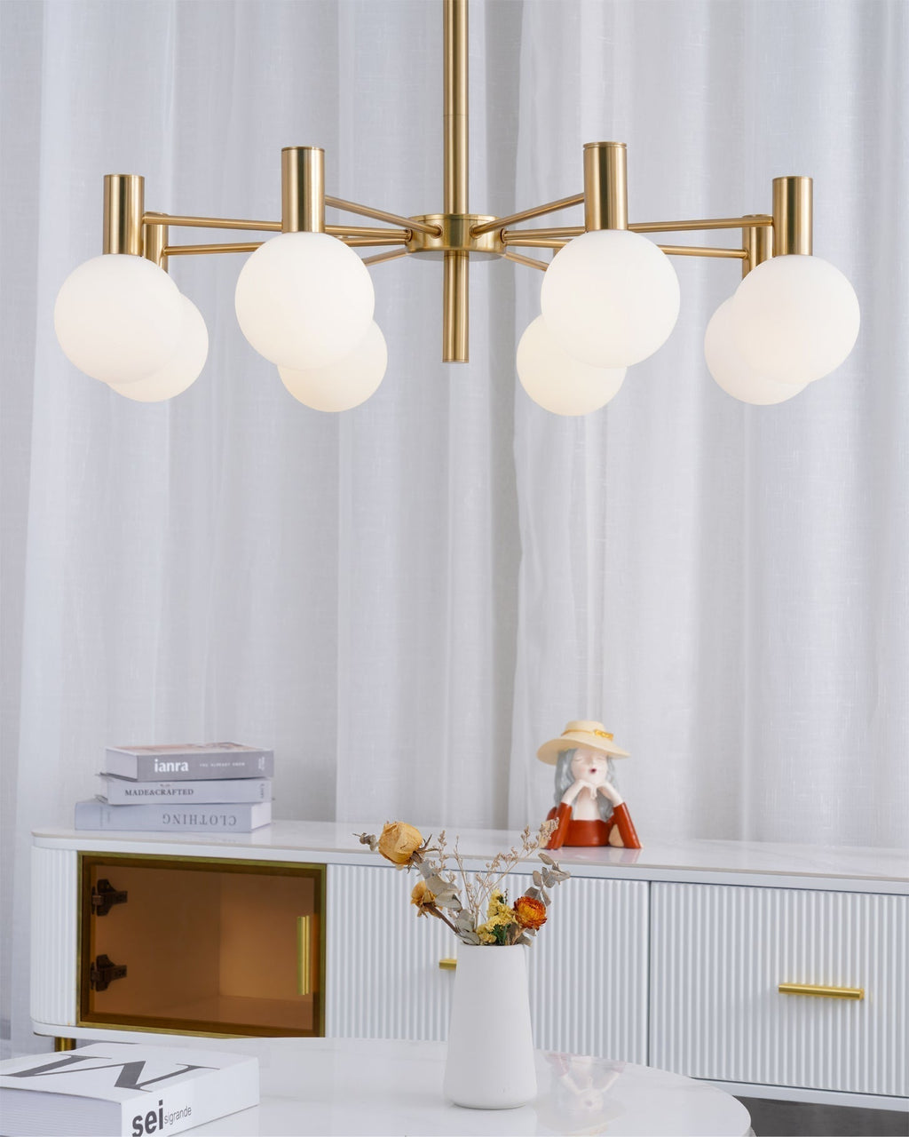 Lustra Chandelier Globe En Verre Cadre Doré Moderne - Neutralighting