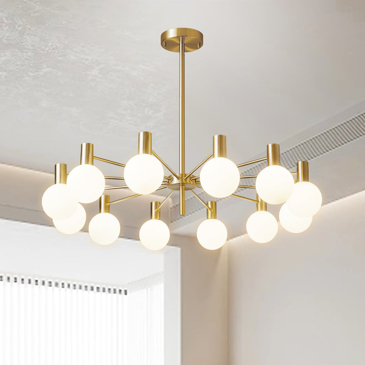 Lustra Chandelier Globe En Verre Cadre Doré Moderne - Neutralighting
