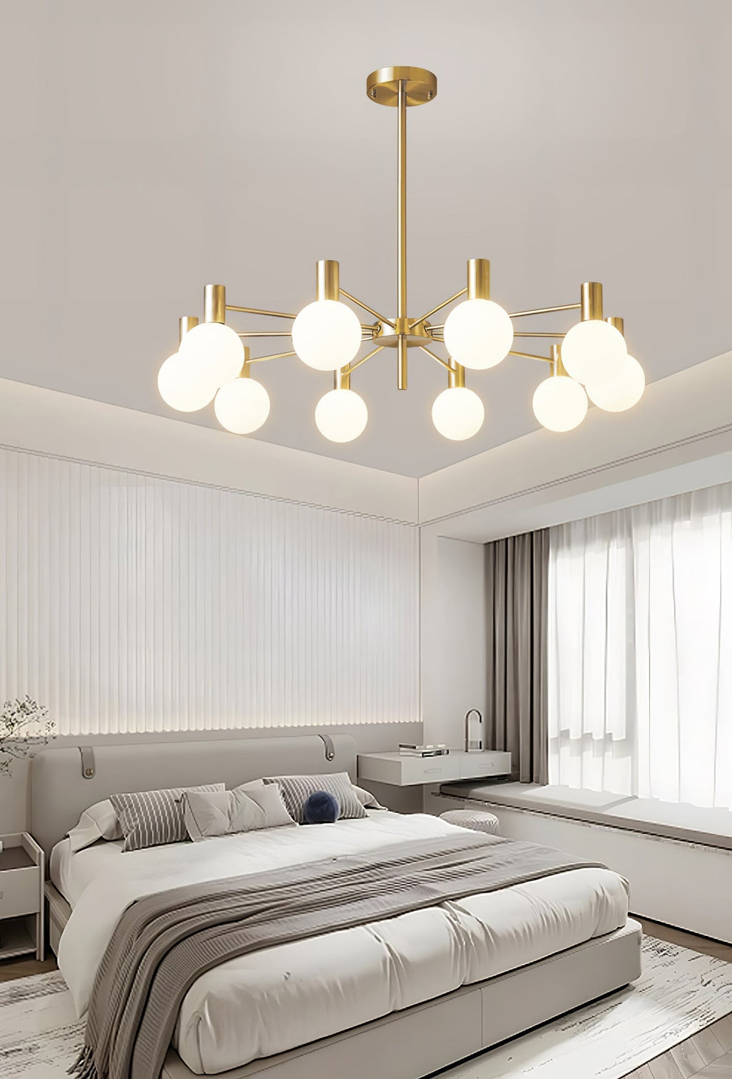 Lustra Chandelier Globe En Verre Cadre Doré Moderne - Neutralighting