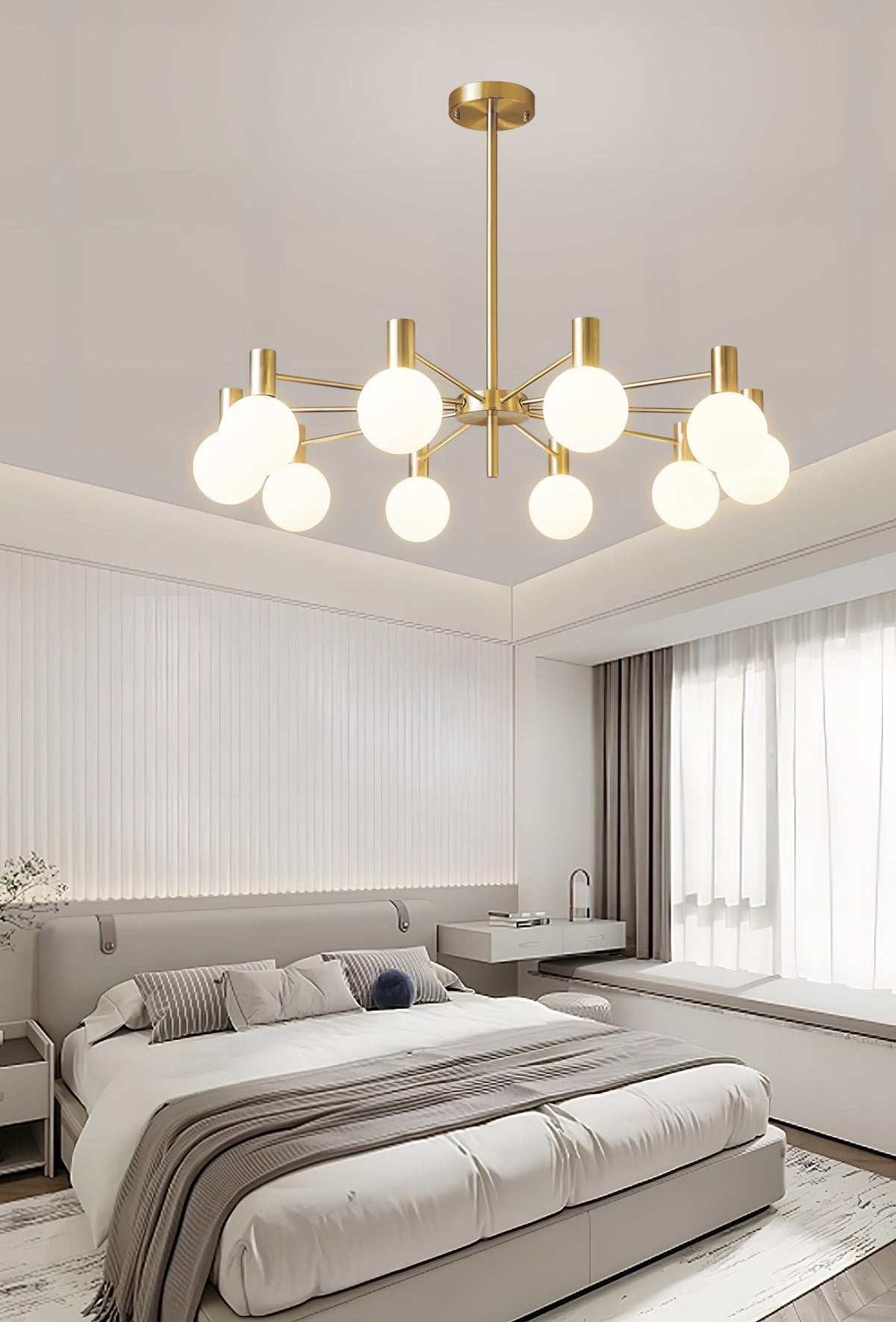 Lustra Chandelier Globe En Verre Cadre Doré Moderne - Neutralighting