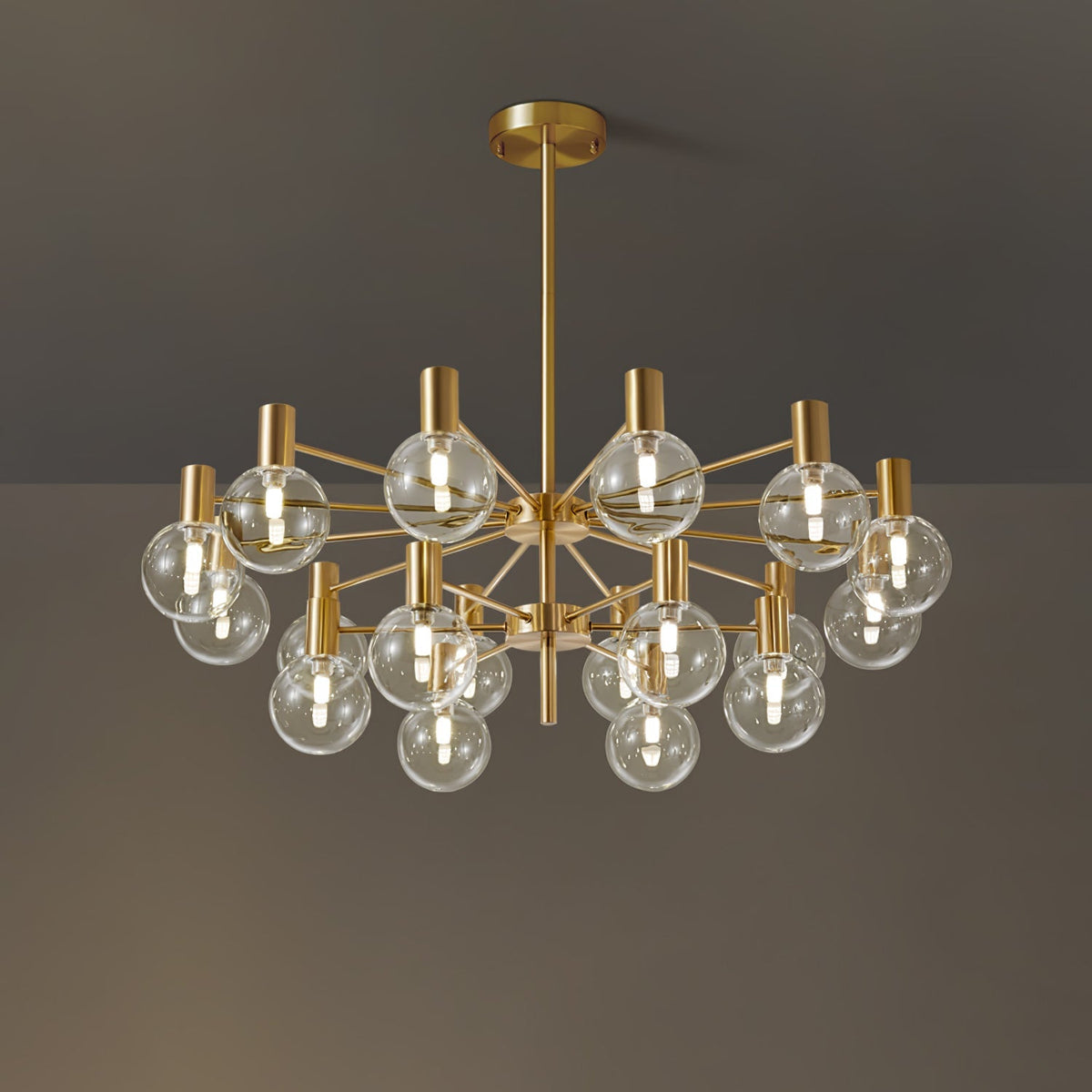 Lustra Chandelier Globe En Verre Cadre Doré Moderne - Neutralighting