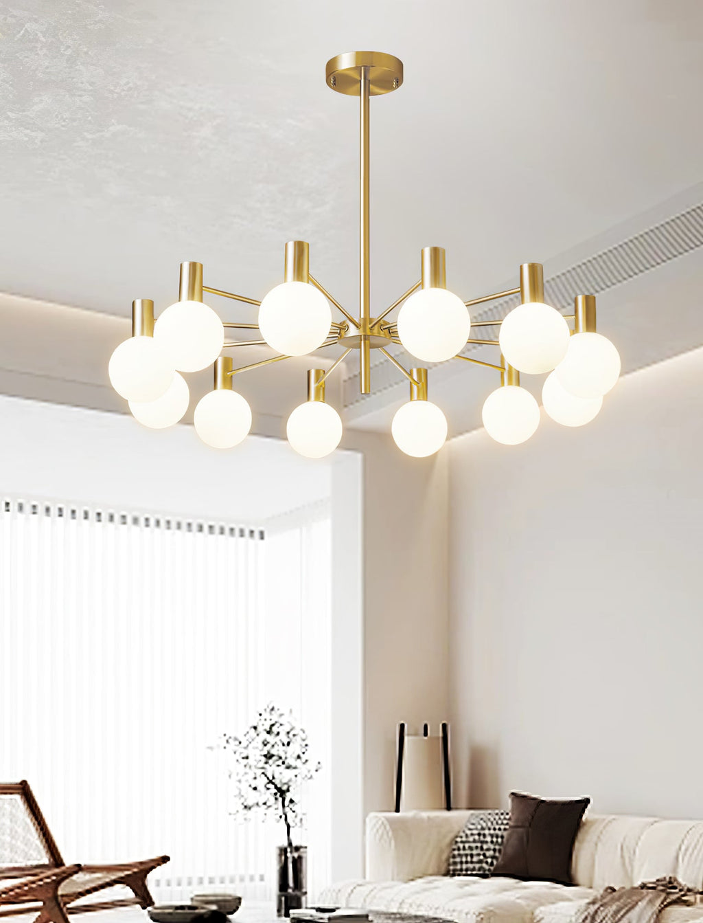 Lustra Chandelier Globe En Verre Cadre Doré Moderne - Neutralighting