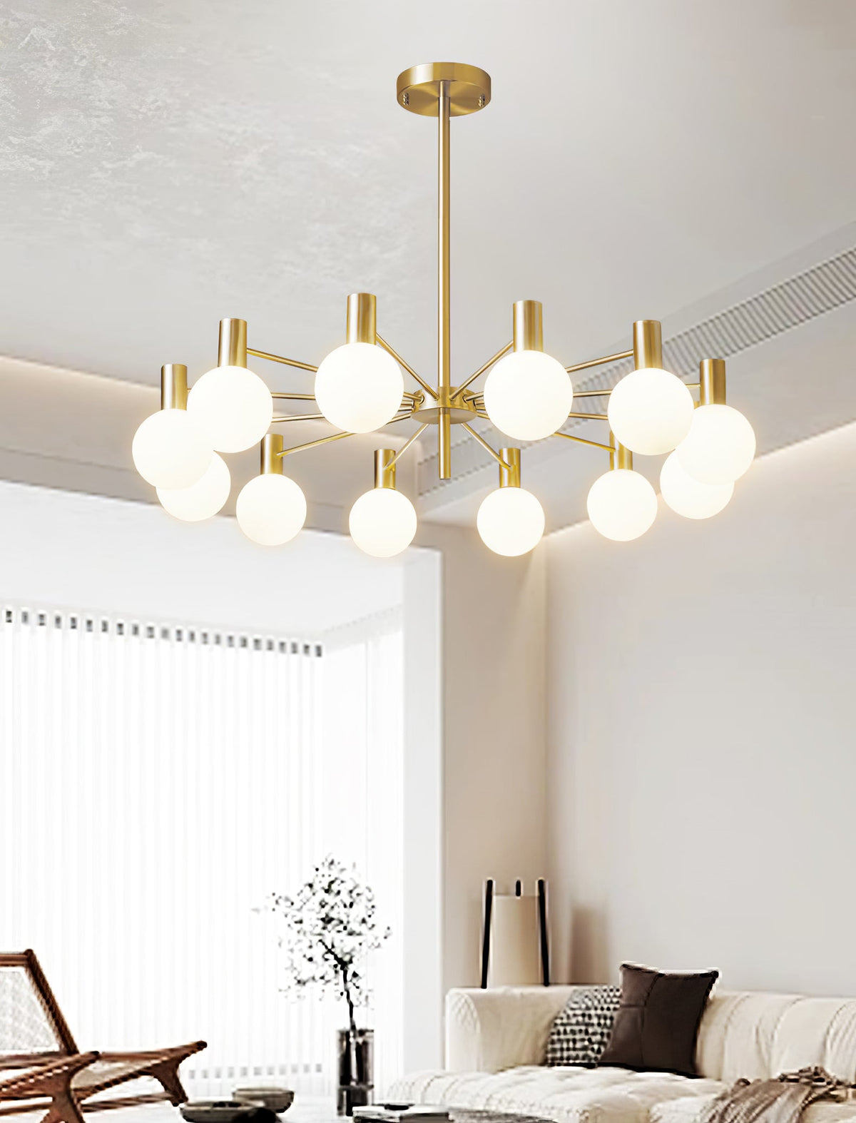 Lustra Chandelier Globe En Verre Cadre Doré Moderne - Neutralighting