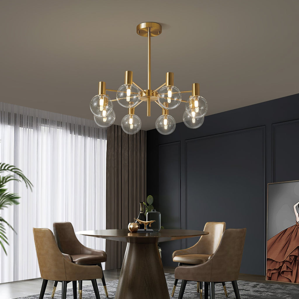Lustra Chandelier Globe En Verre Cadre Doré Moderne - Neutralighting