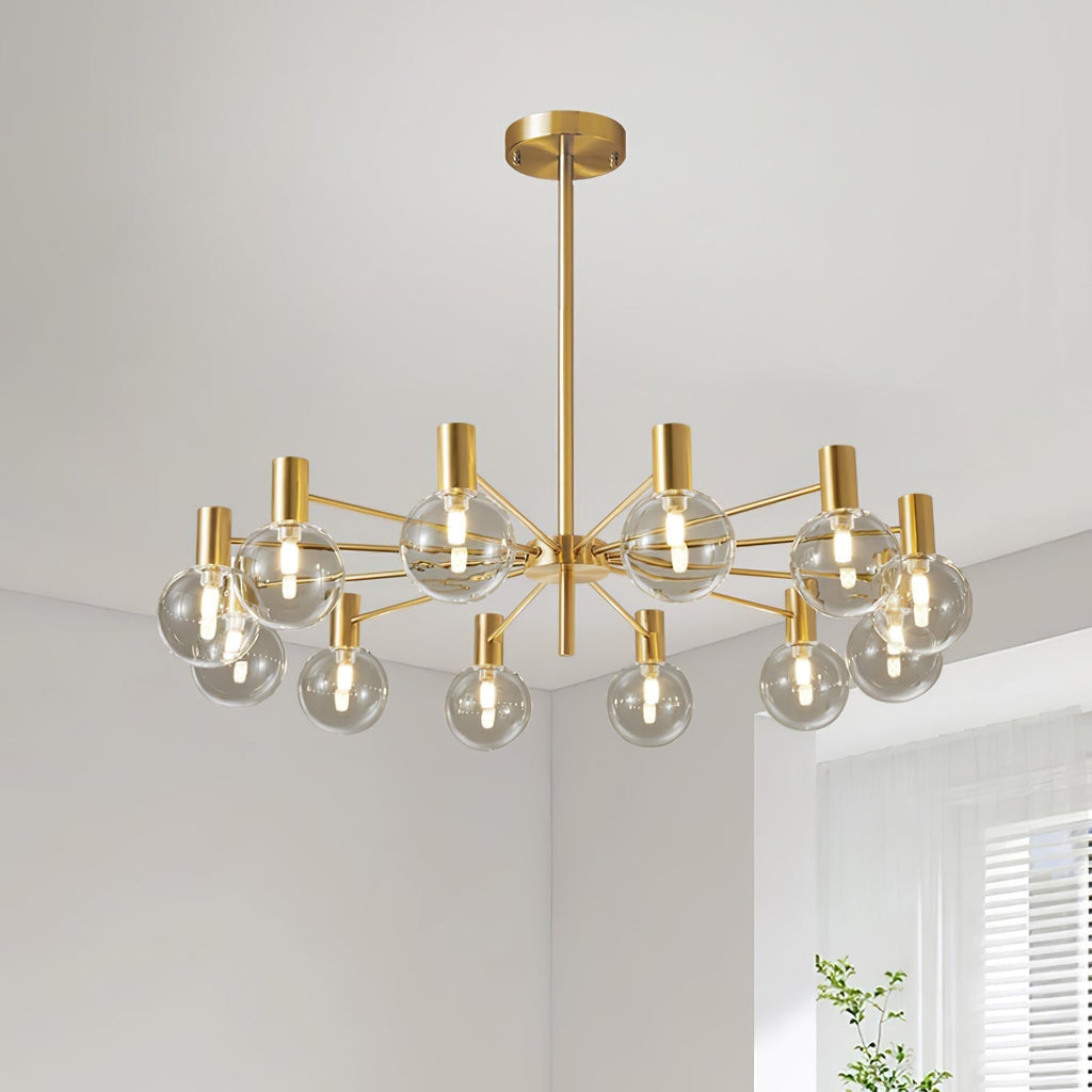 Lustra Chandelier Globe En Verre Cadre Doré Moderne - Neutralighting