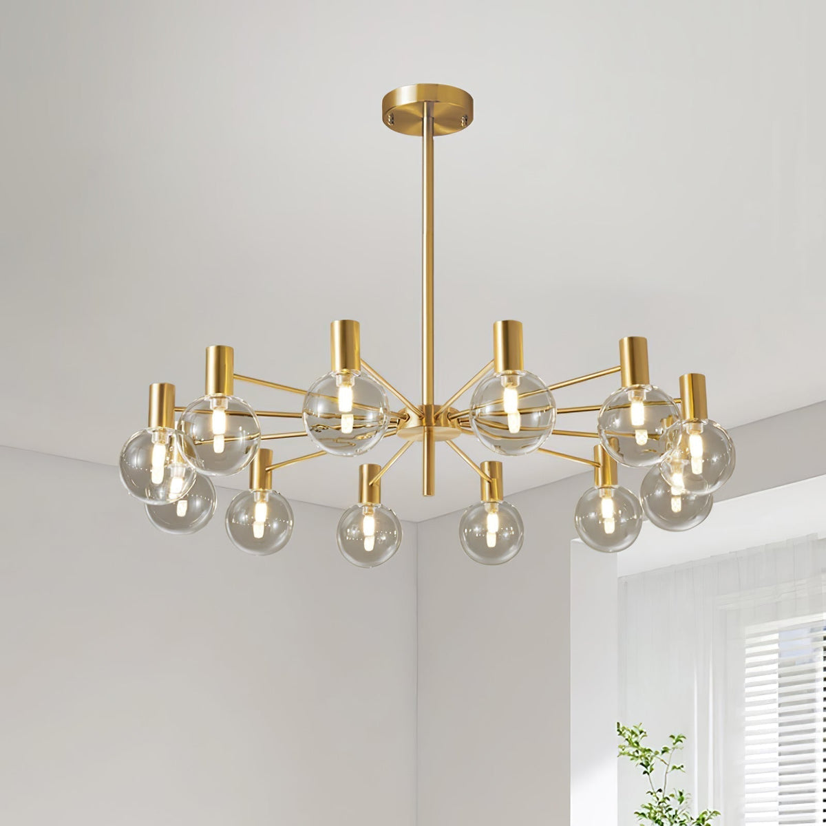 Lustra Chandelier Globe En Verre Cadre Doré Moderne - Neutralighting