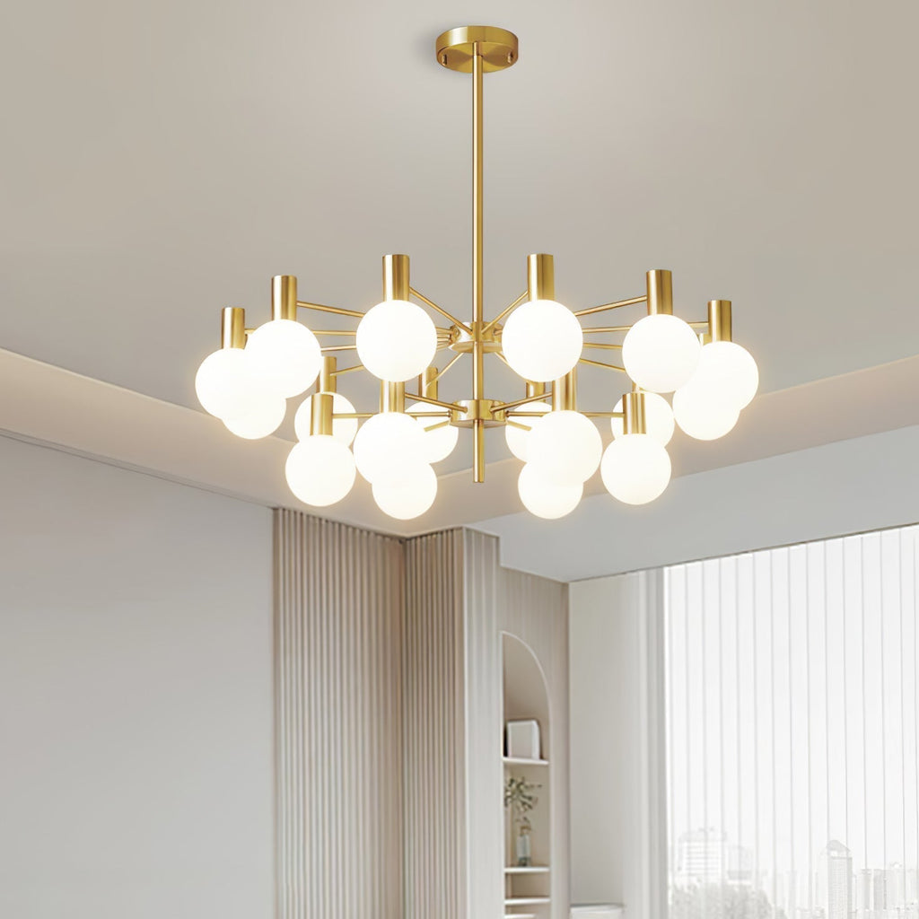 Lustra Chandelier Globe En Verre Cadre Doré Moderne - Neutralighting