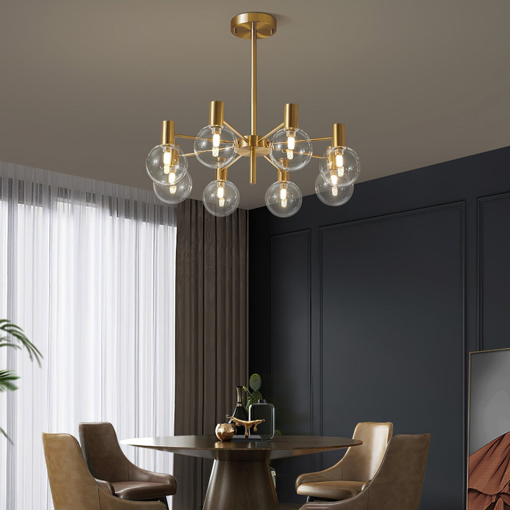Lustra Chandelier Globe En Verre Cadre Doré Moderne - Neutralighting