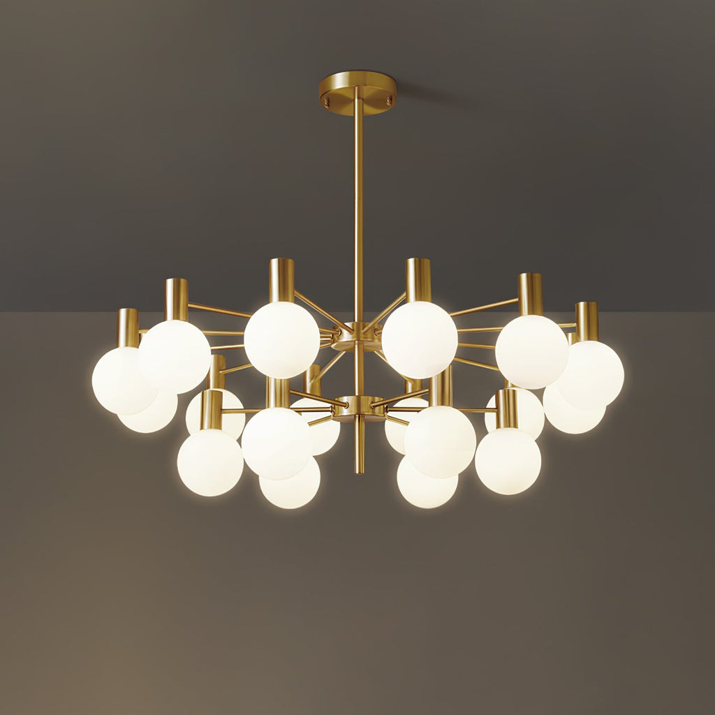 Lustra Chandelier Globe En Verre Cadre Doré Moderne - Neutralighting