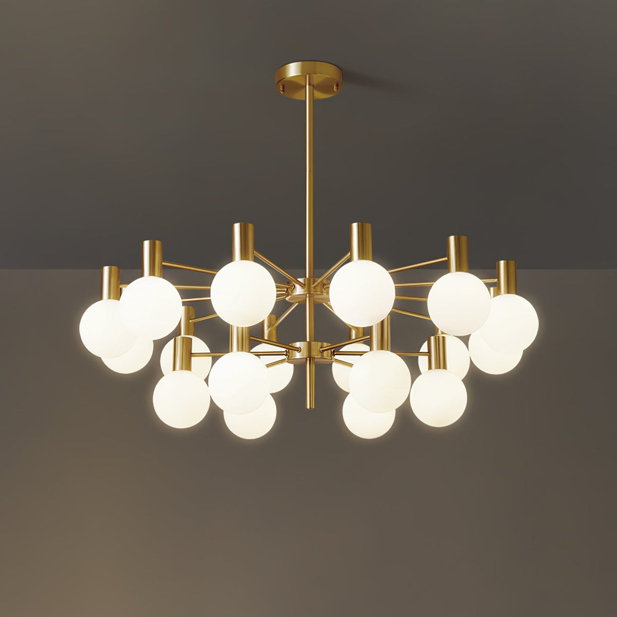 Lustra Chandelier Globe En Verre Cadre Doré Moderne - Neutralighting