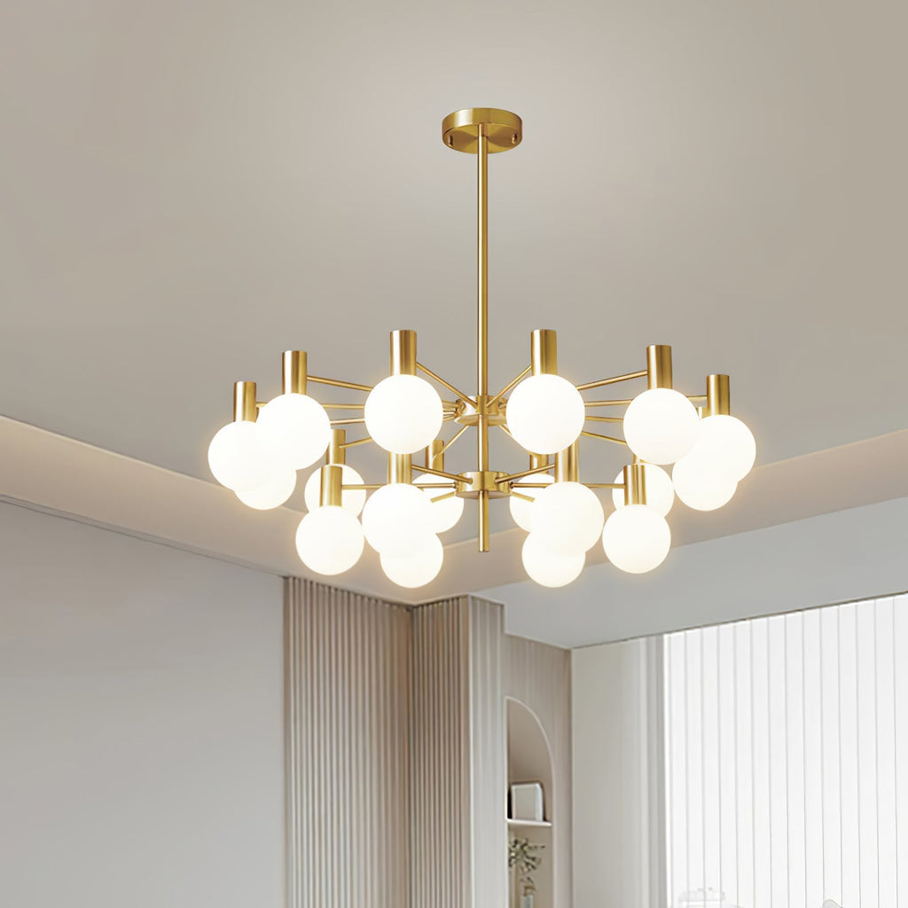 Lustra Chandelier Globe En Verre Cadre Doré Moderne - Neutralighting