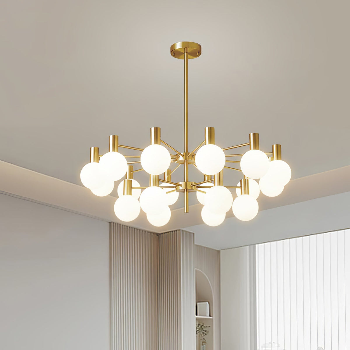 Lustra Chandelier Globe En Verre Cadre Doré Moderne - Neutralighting
