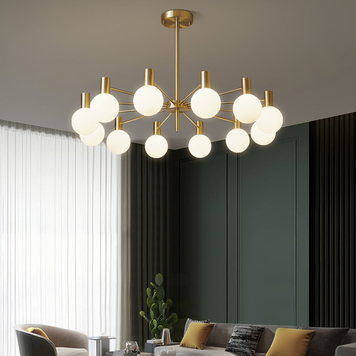 Lustra Chandelier Globe En Verre Cadre Doré Moderne - Neutralighting