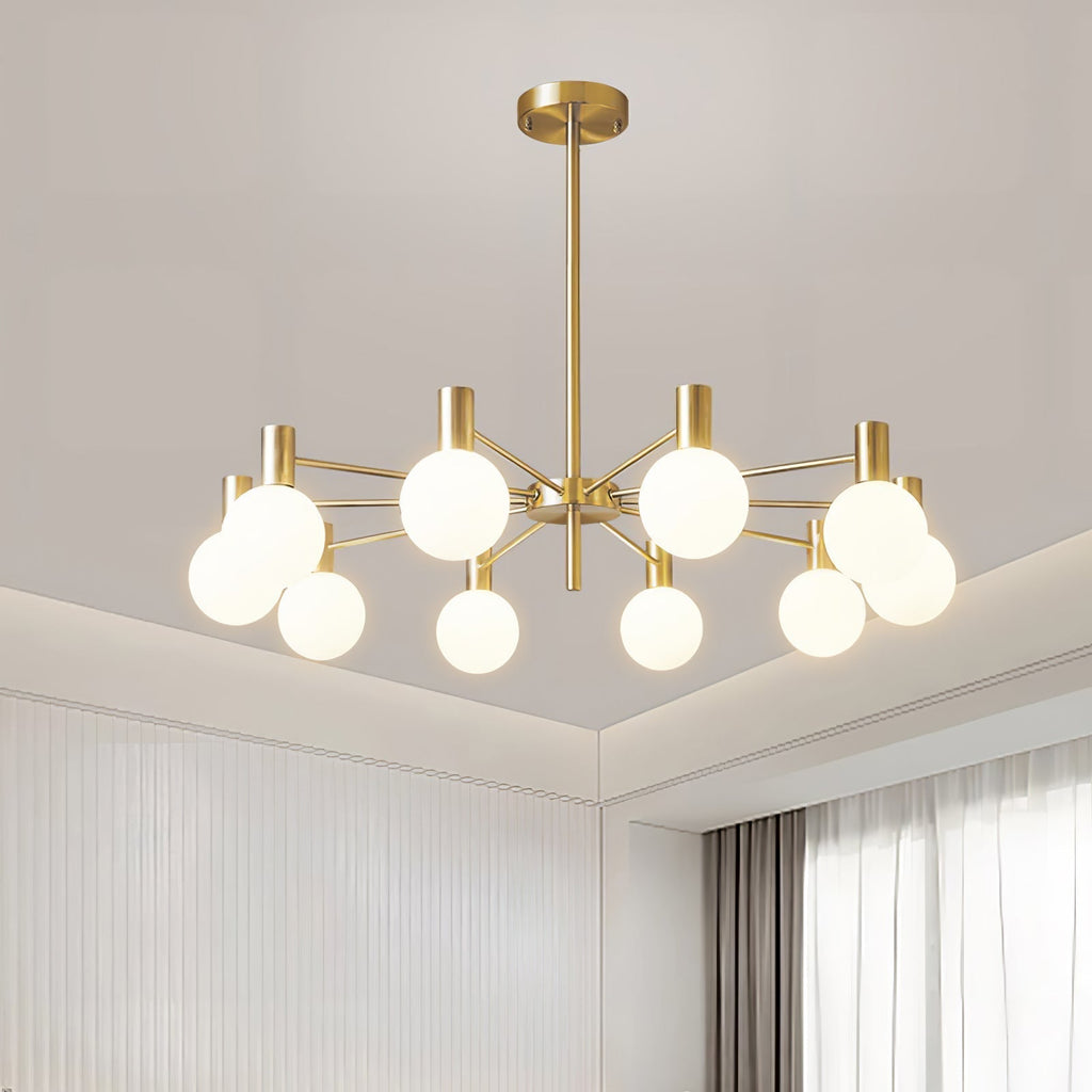 Lustra Chandelier Globe En Verre Cadre Doré Moderne - Neutralighting
