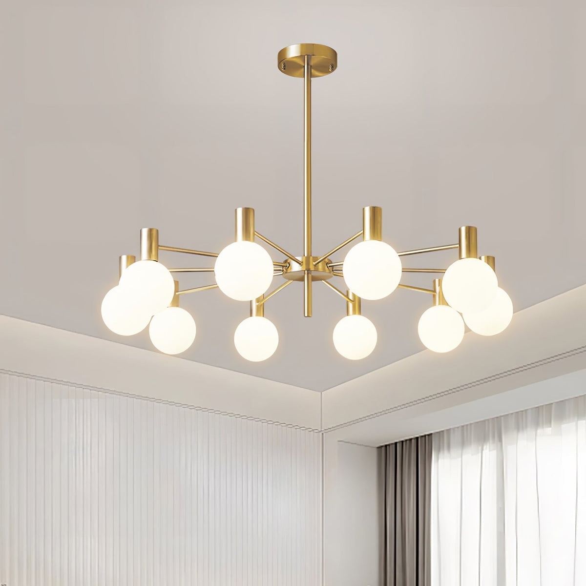 Lustra Chandelier Globe En Verre Cadre Doré Moderne - Neutralighting