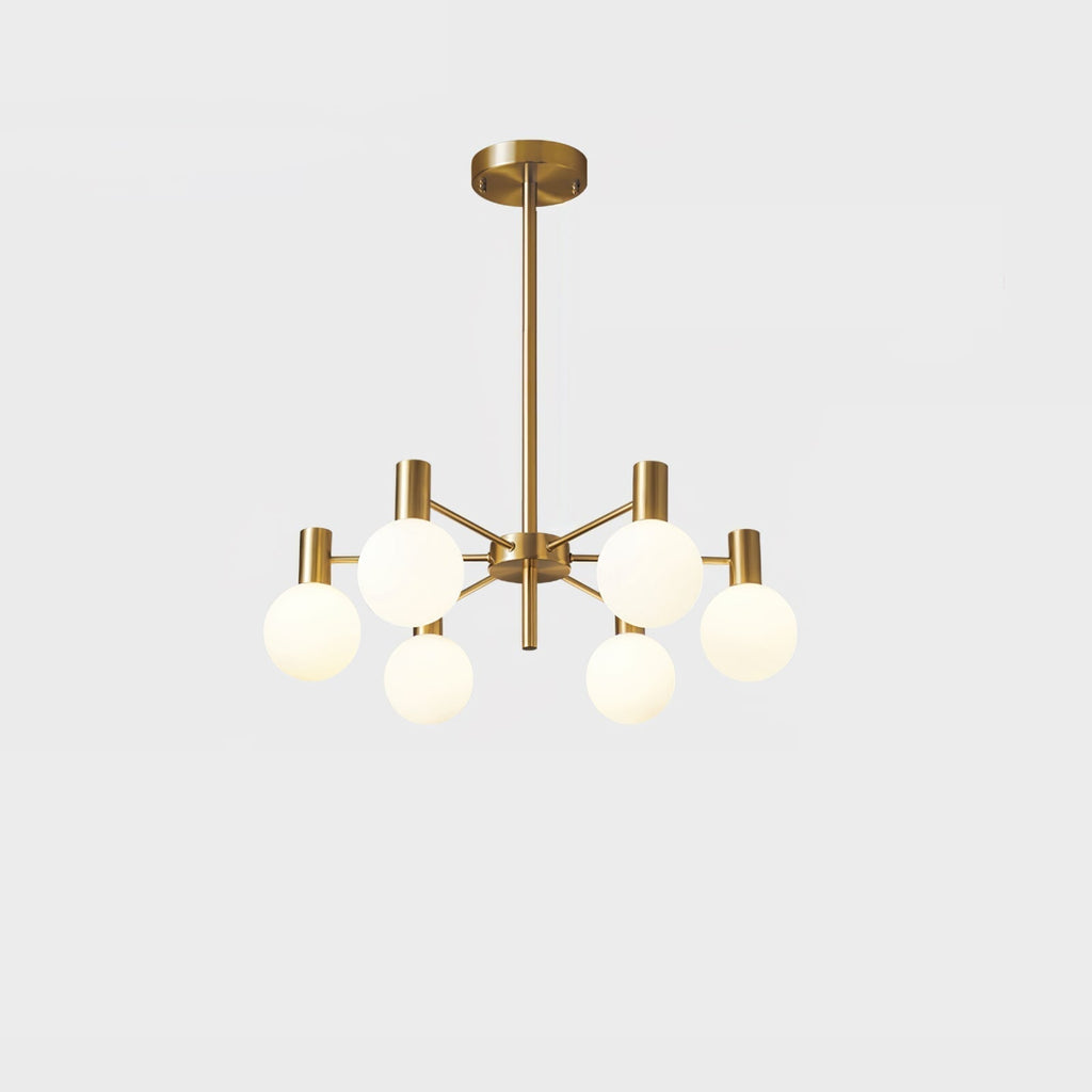 Lustra Chandelier Globe En Verre Cadre Doré Moderne - Neutralighting