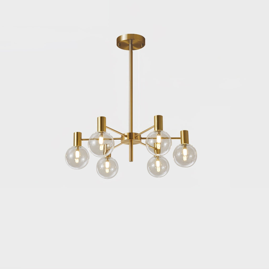 Lustra Chandelier Globe En Verre Cadre Doré Moderne - Neutralighting