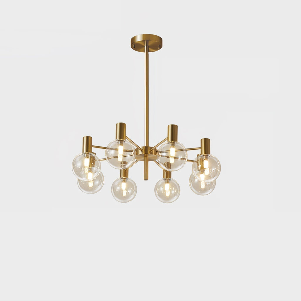 Lustra Chandelier Globe En Verre Cadre Doré Moderne - Neutralighting