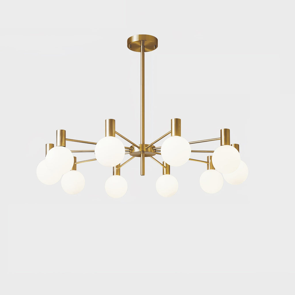Lustra Chandelier Globe En Verre Cadre Doré Moderne - Neutralighting