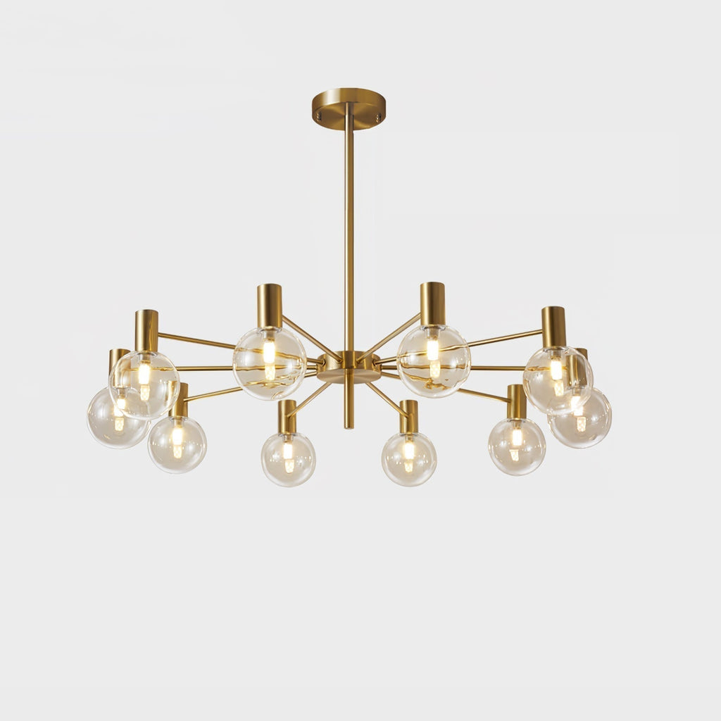 Lustra Chandelier Globe En Verre Cadre Doré Moderne - Neutralighting