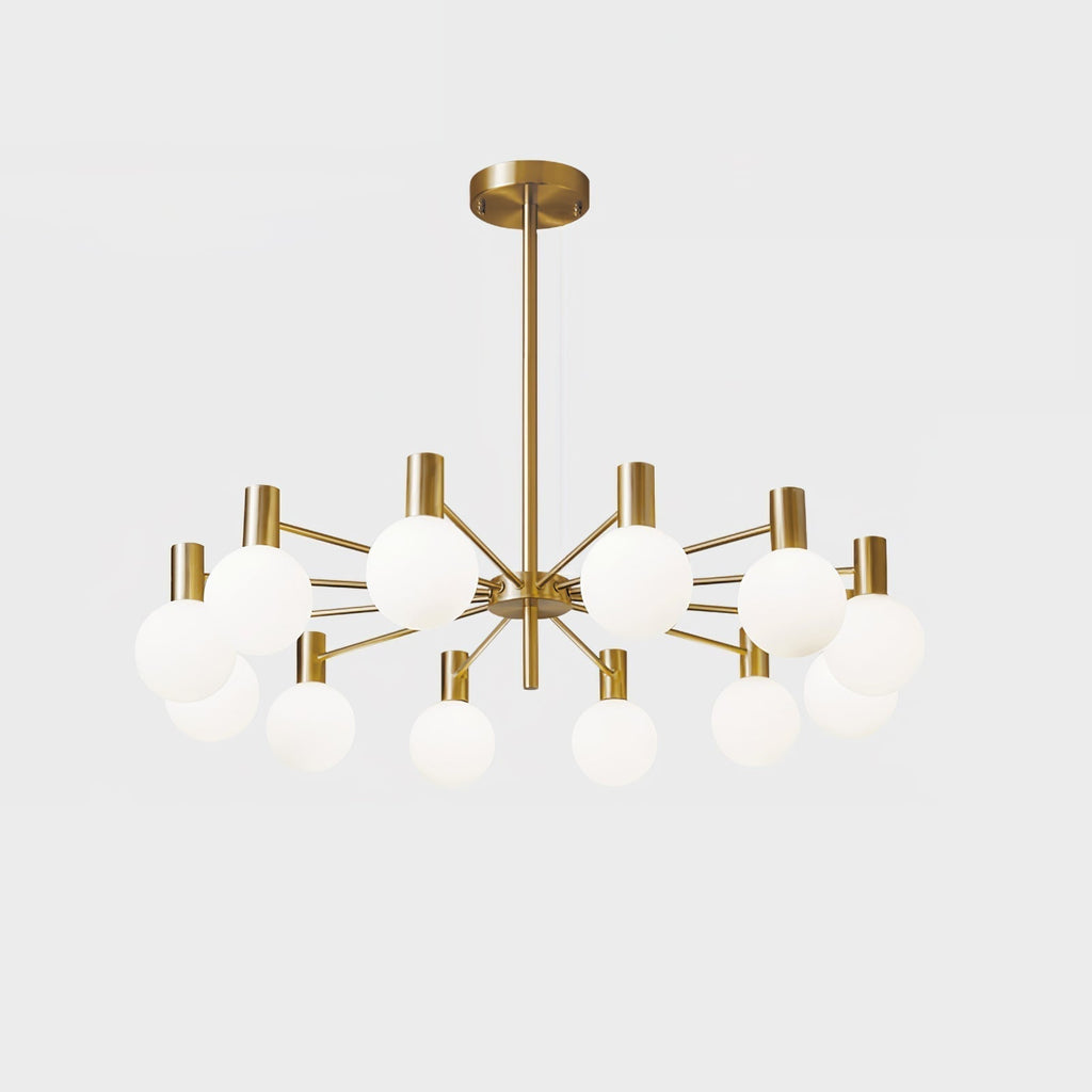 Lustra Chandelier Globe En Verre Cadre Doré Moderne - Neutralighting