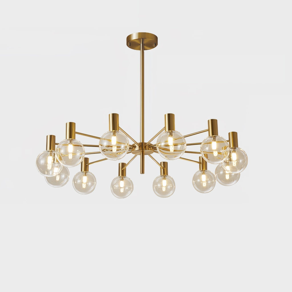 Lustra Chandelier Globe En Verre Cadre Doré Moderne - Neutralighting