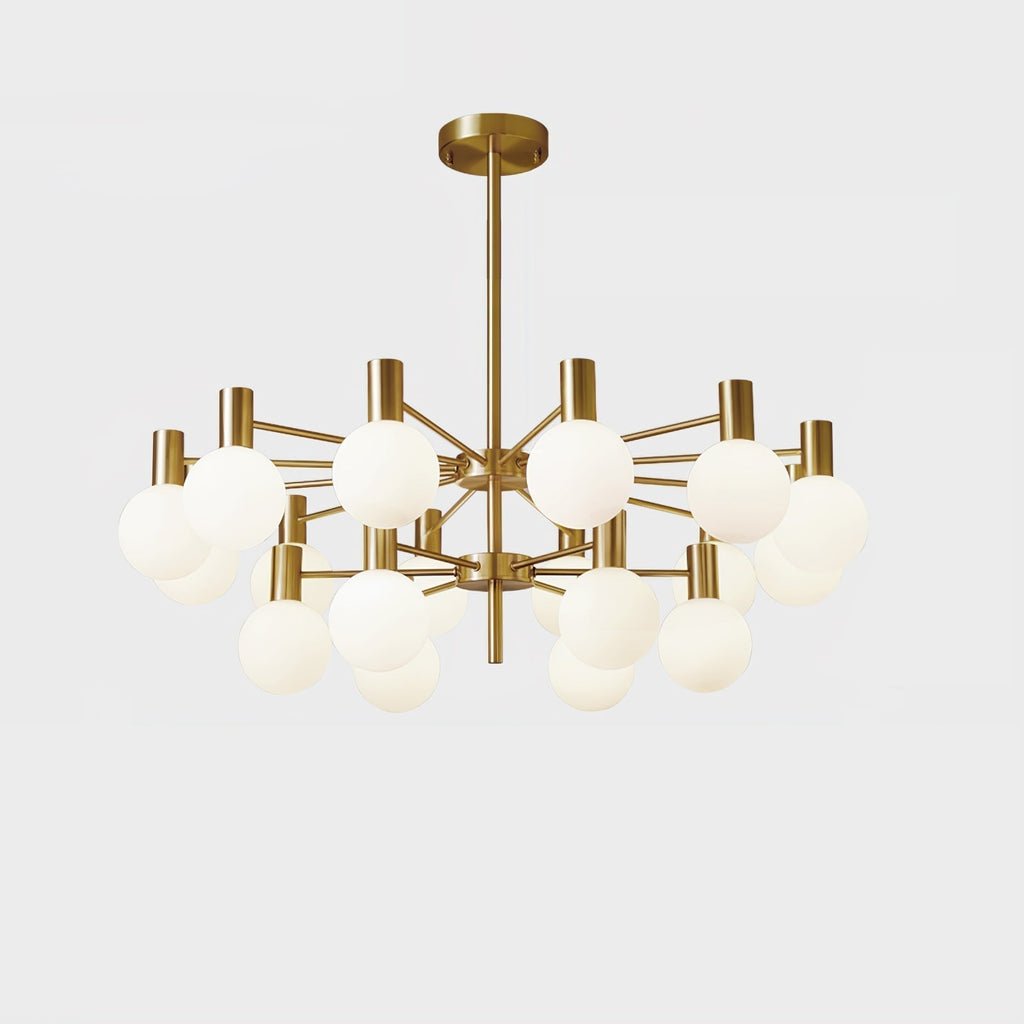 Lustra Chandelier Globe En Verre Cadre Doré Moderne - Neutralighting