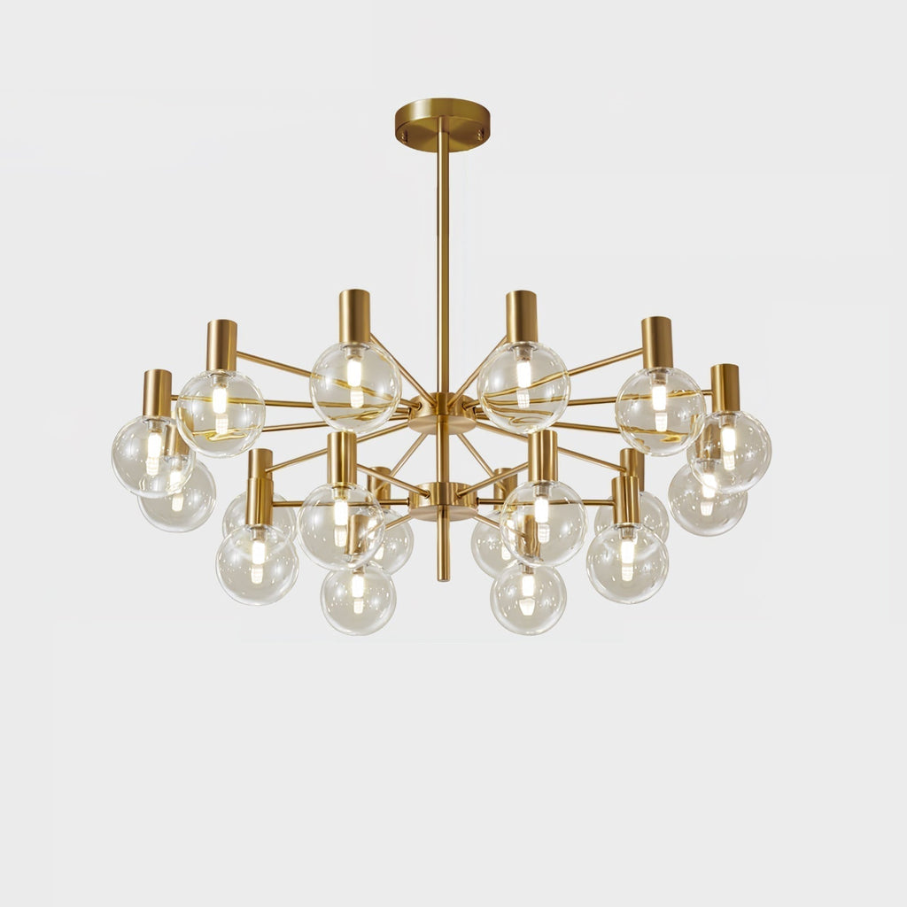 Lustra Chandelier Globe En Verre Cadre Doré Moderne - Neutralighting