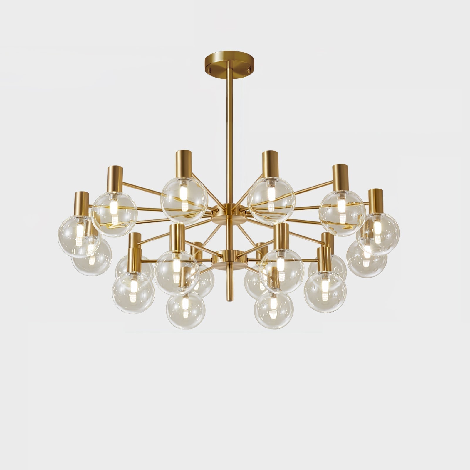 Lustra Chandelier Globe En Verre Cadre Doré Moderne - Neutralighting
