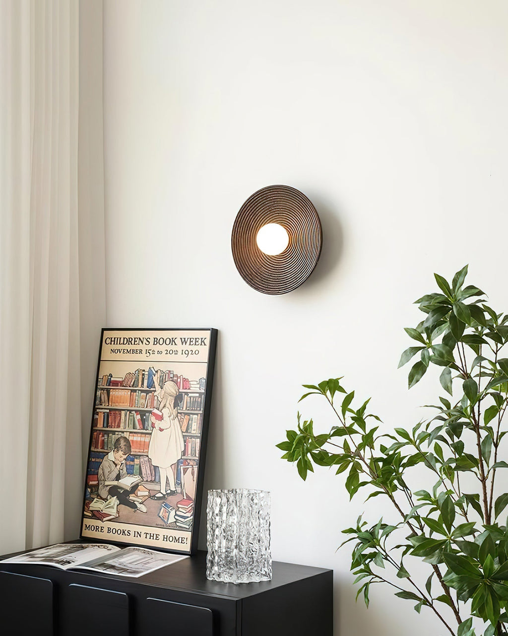 Serena Applique Murale Bois Rond Minimaliste - Neutralighting