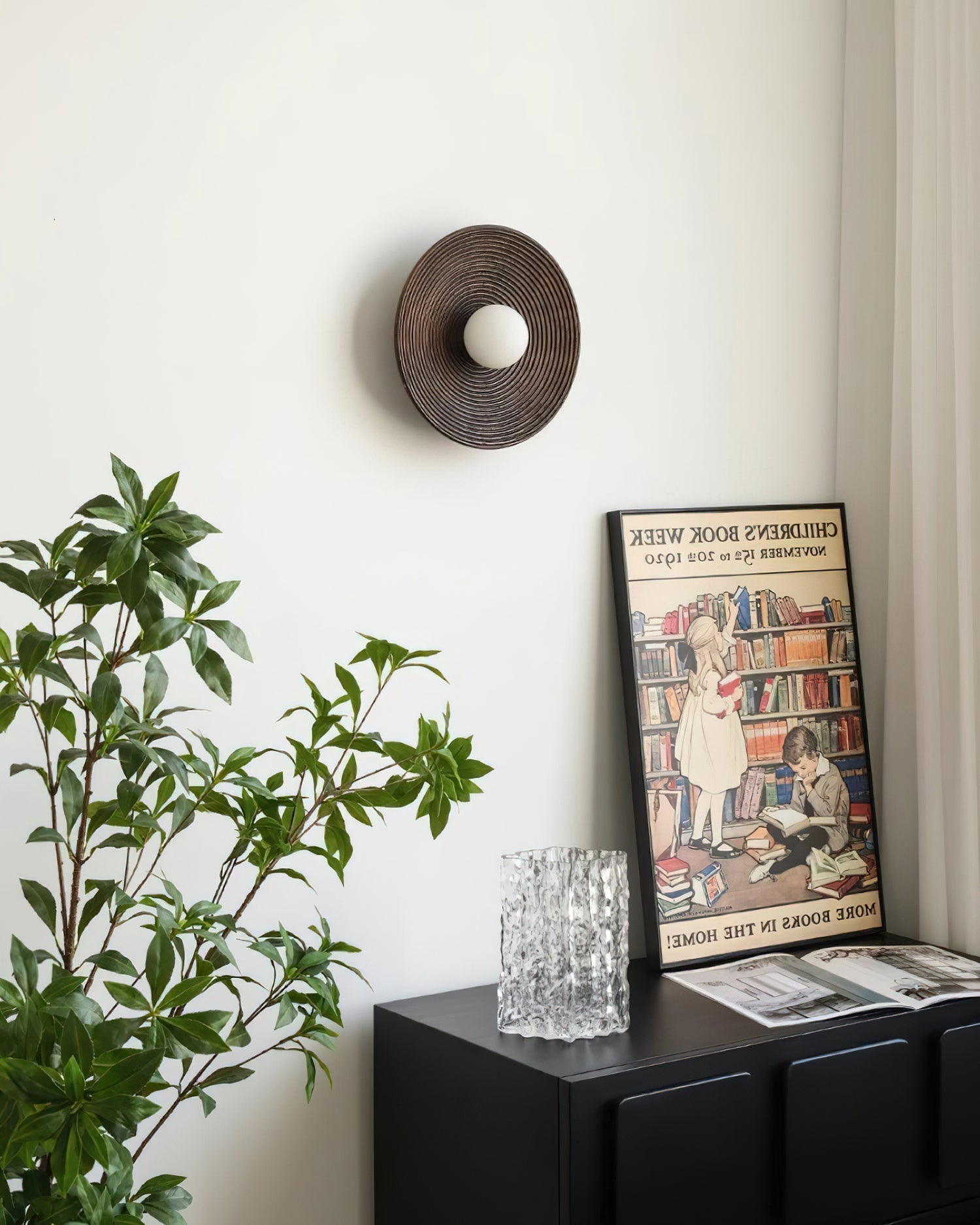 Serena Applique Murale Bois Rond Minimaliste - Neutralighting
