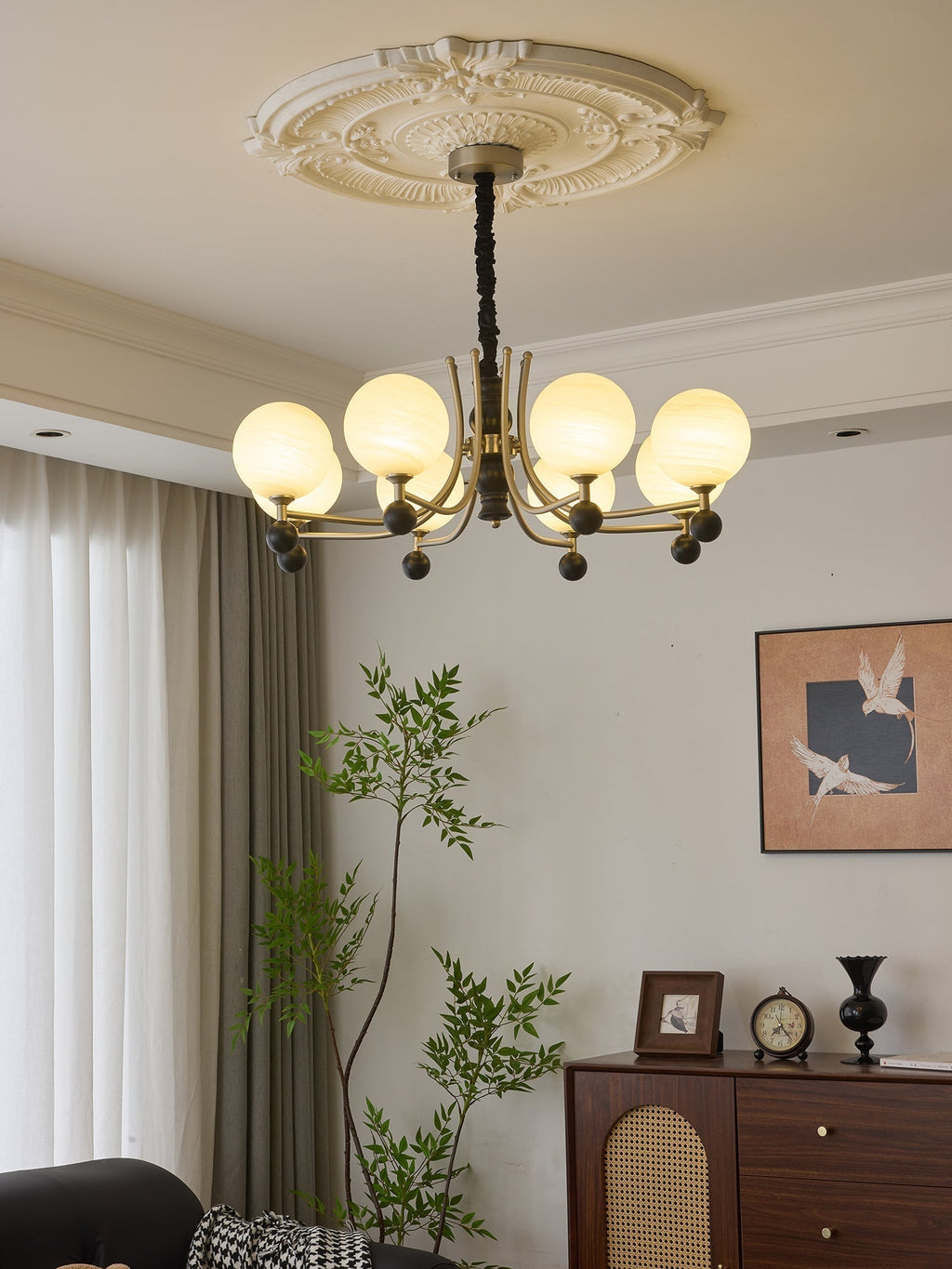 Serenus Lustre Traditionnel Sphérique en Bois - Neutralighting