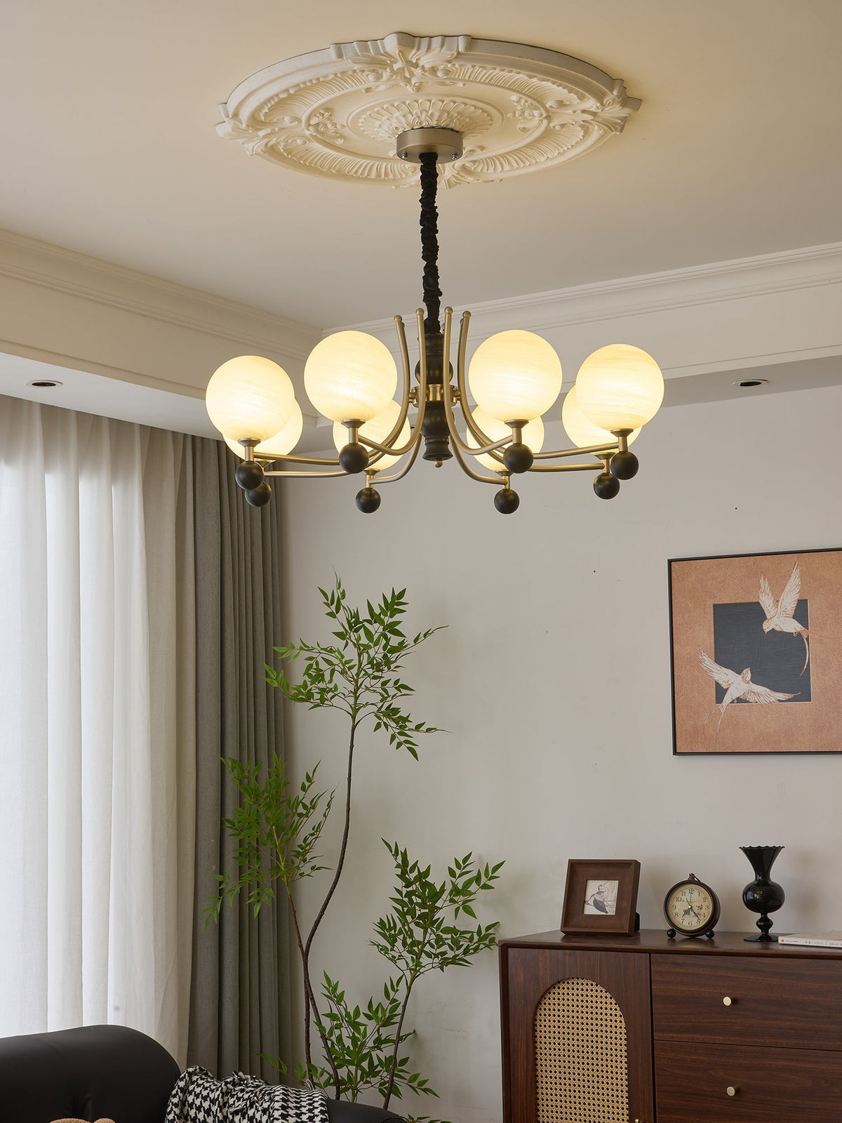 Serenus Lustre Traditionnel Sphérique en Bois - Neutralighting
