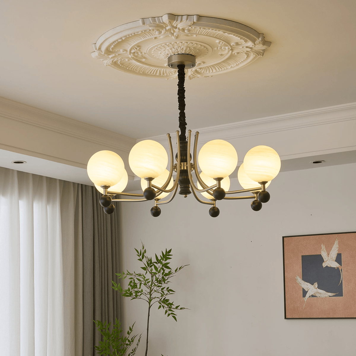 Serenus Lustre Traditionnel Sphérique en Bois - Neutralighting