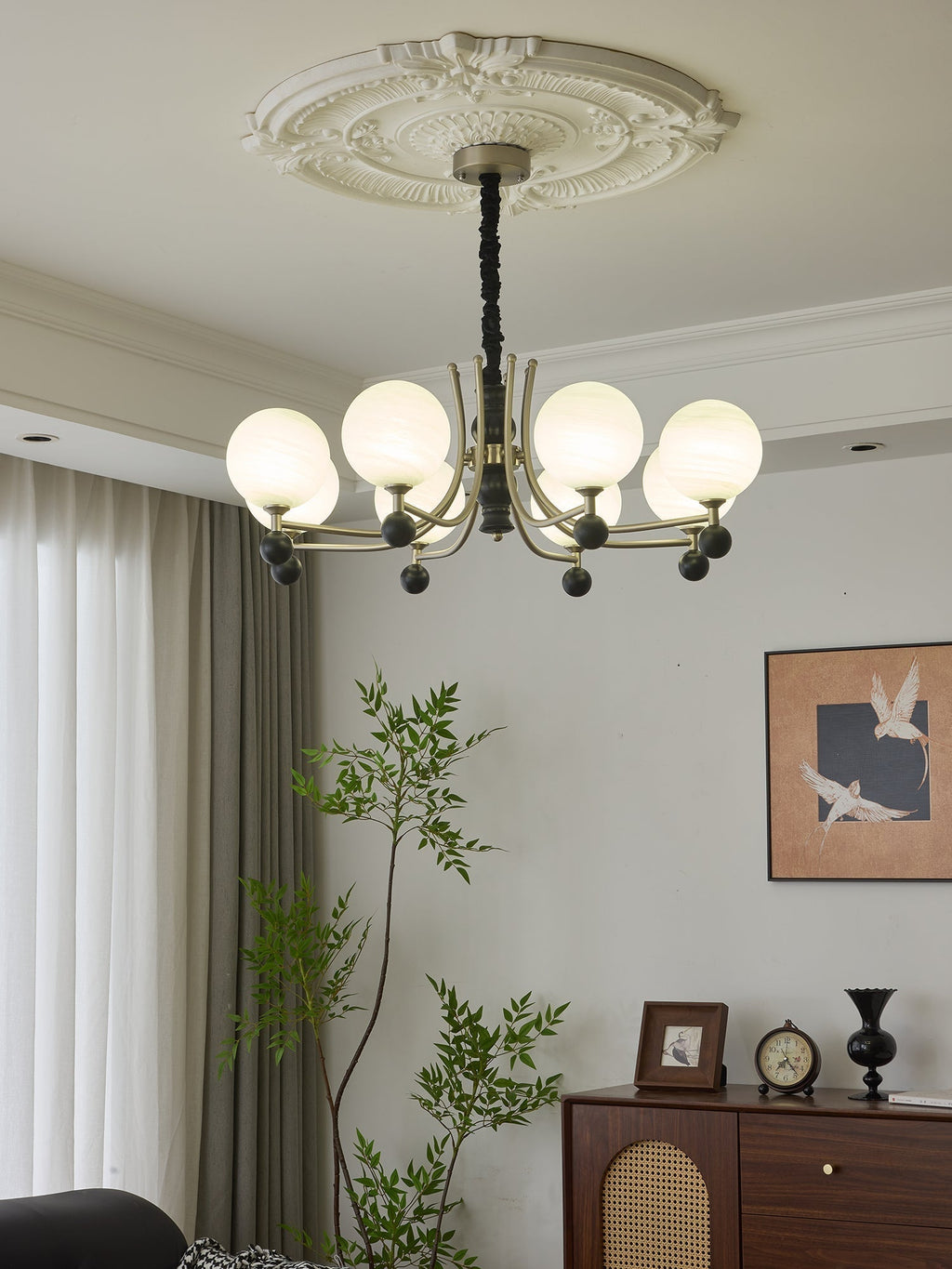Serenus Lustre Traditionnel Sphérique en Bois - Neutralighting