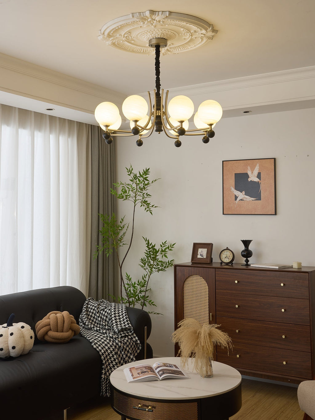 Serenus Lustre Traditionnel Sphérique en Bois - Neutralighting
