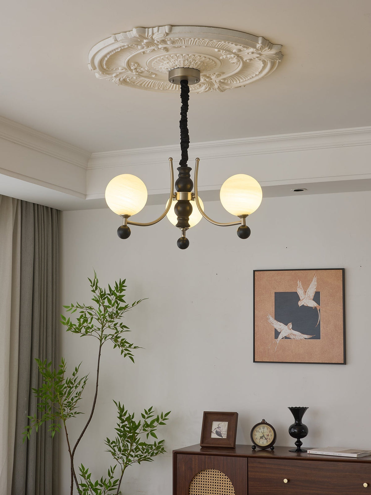 Serenus Lustre Traditionnel Sphérique en Bois - Neutralighting