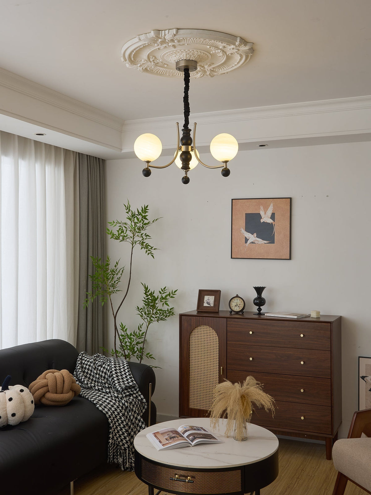 Serenus Lustre Traditionnel Sphérique en Bois - Neutralighting