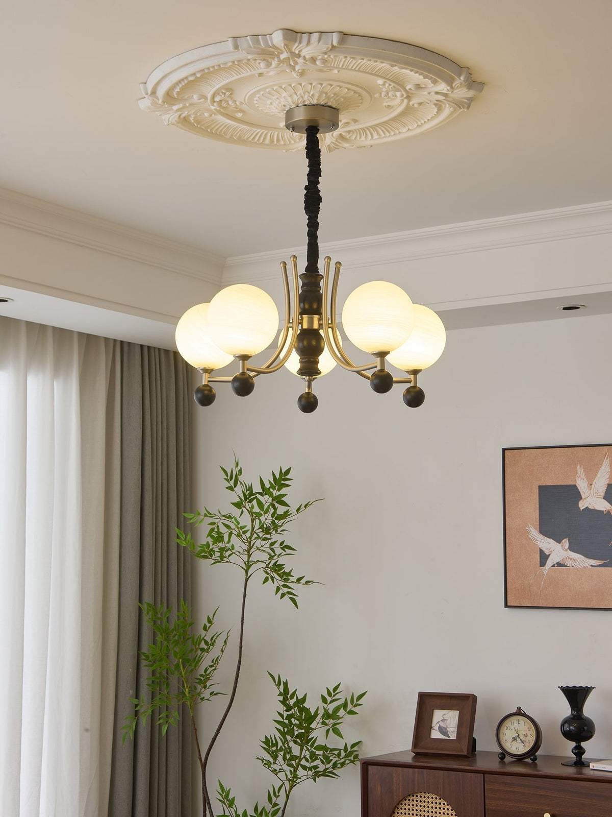 Serenus Lustre Traditionnel Sphérique en Bois - Neutralighting