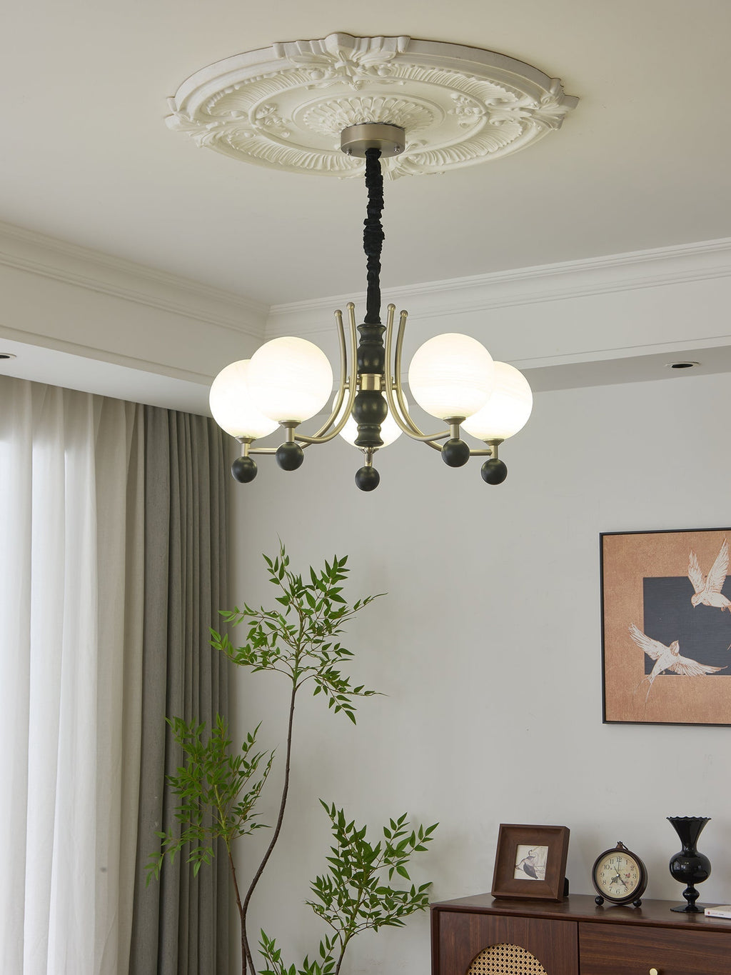 Serenus Lustre Traditionnel Sphérique en Bois - Neutralighting
