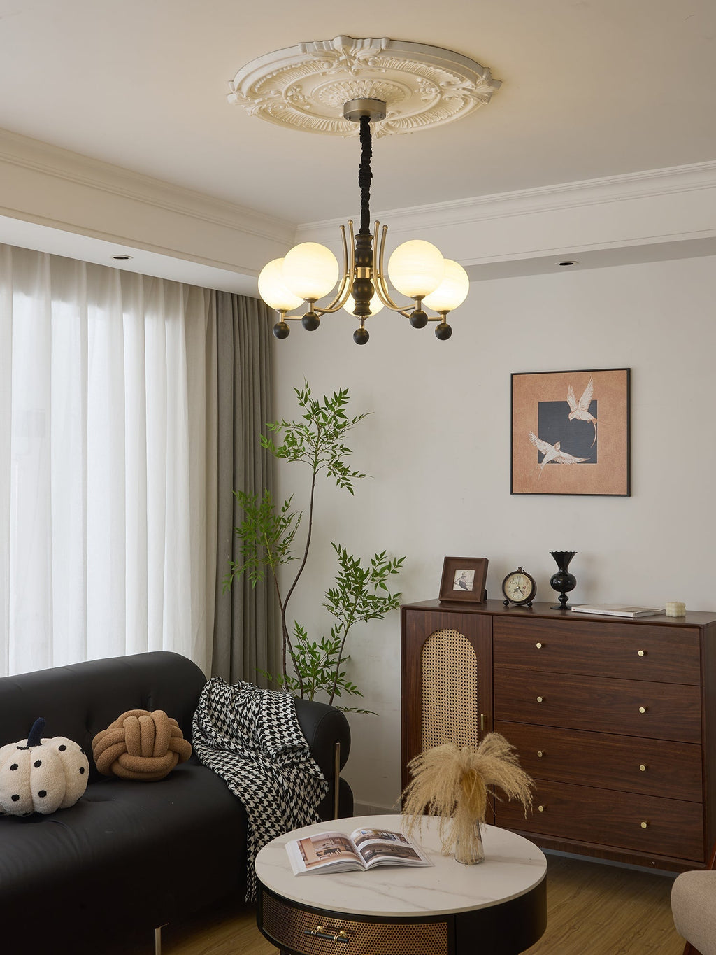 Serenus Lustre Traditionnel Sphérique en Bois - Neutralighting