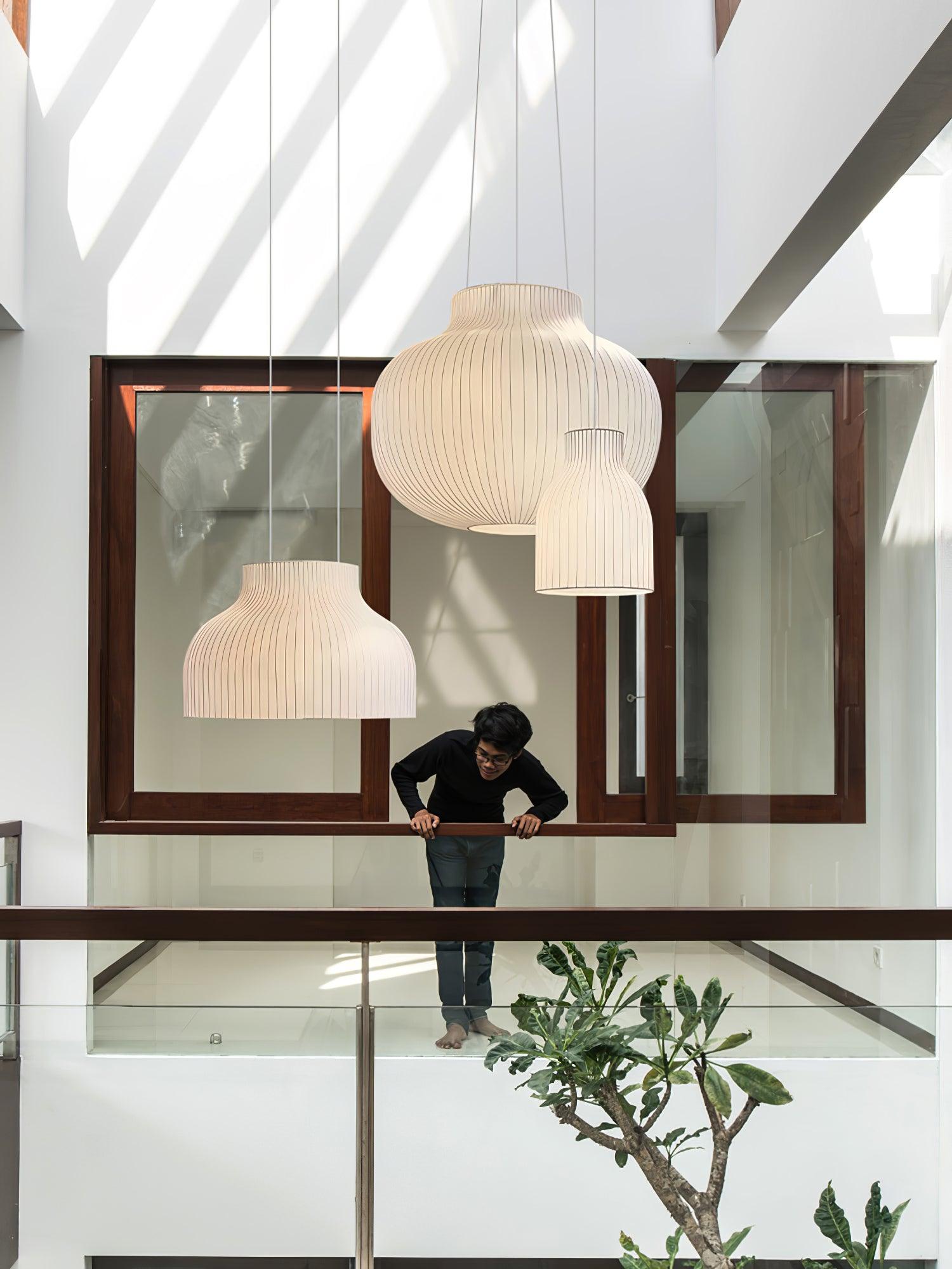 Lumina Lampe Pendante en Soie Canellée - Neutralighting