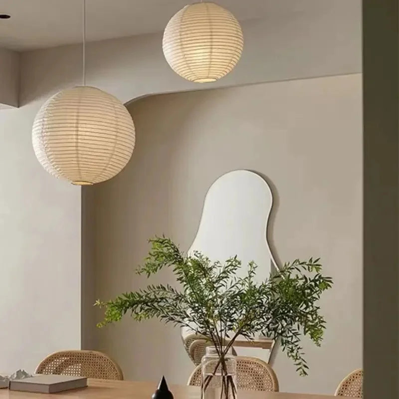 Abat-jour rond à suspendre en papier, style moderne et vintage – Orbéane