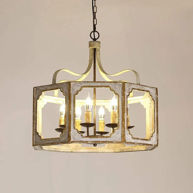 Lustre — Rétro américain en bois massif pour villa vintage